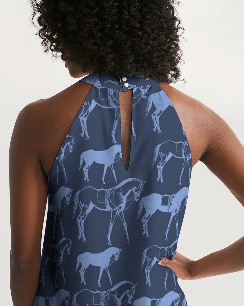 Blue Horse Halter Dress