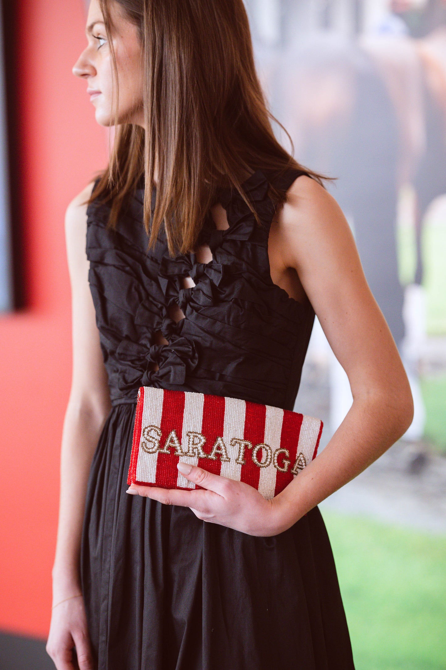 Saratoga Stripes Clutch