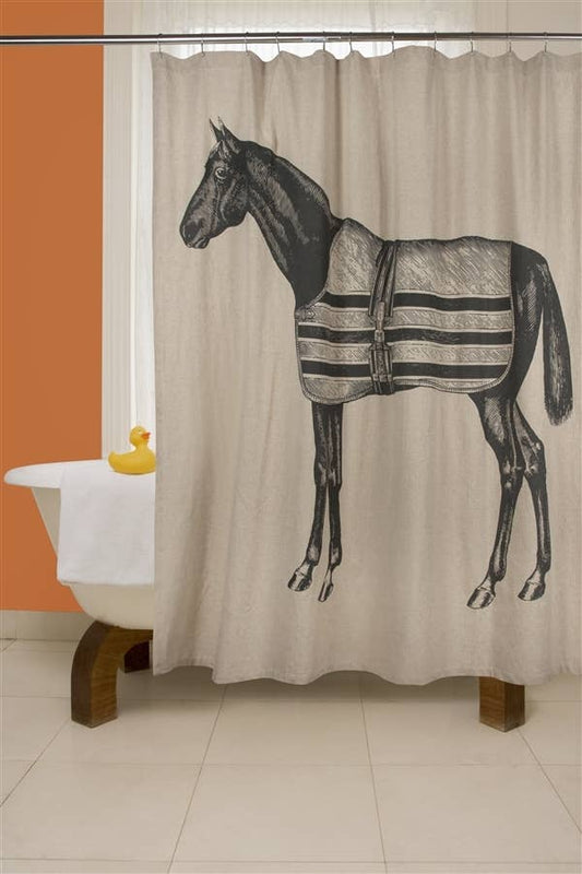 Thomas Paul Equestrian Shower Curtain-Charcoal