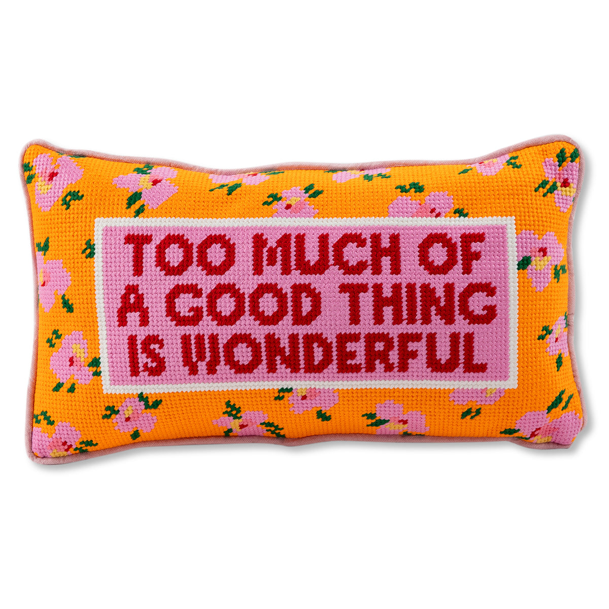 Too Much Needlepoint Pillow