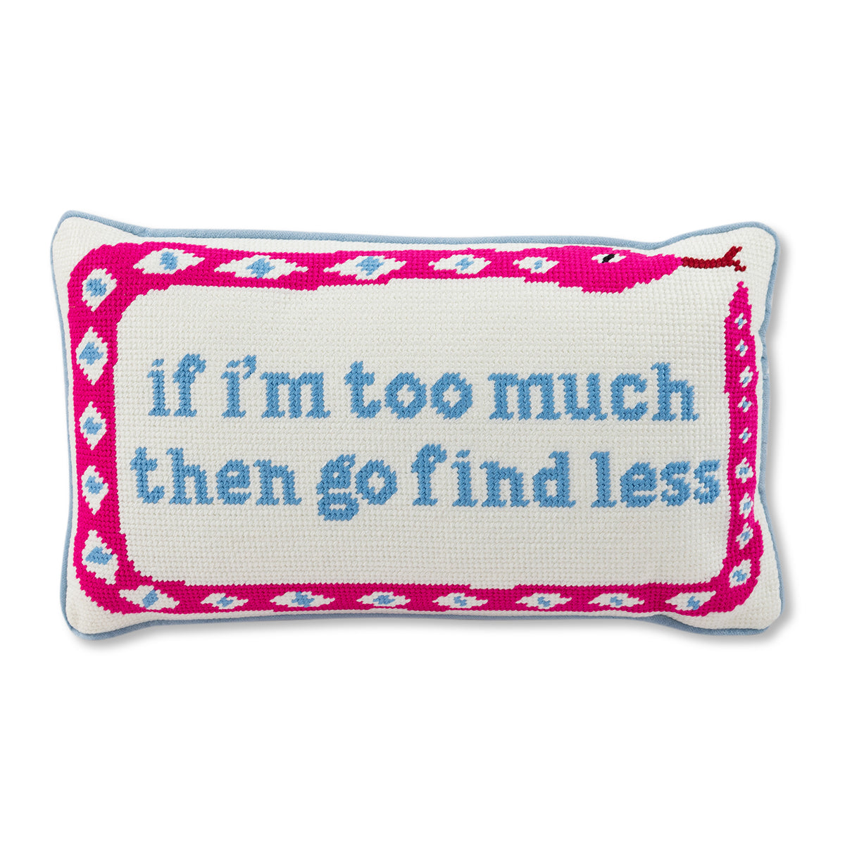 Go Find Less Needlepoint Pillow