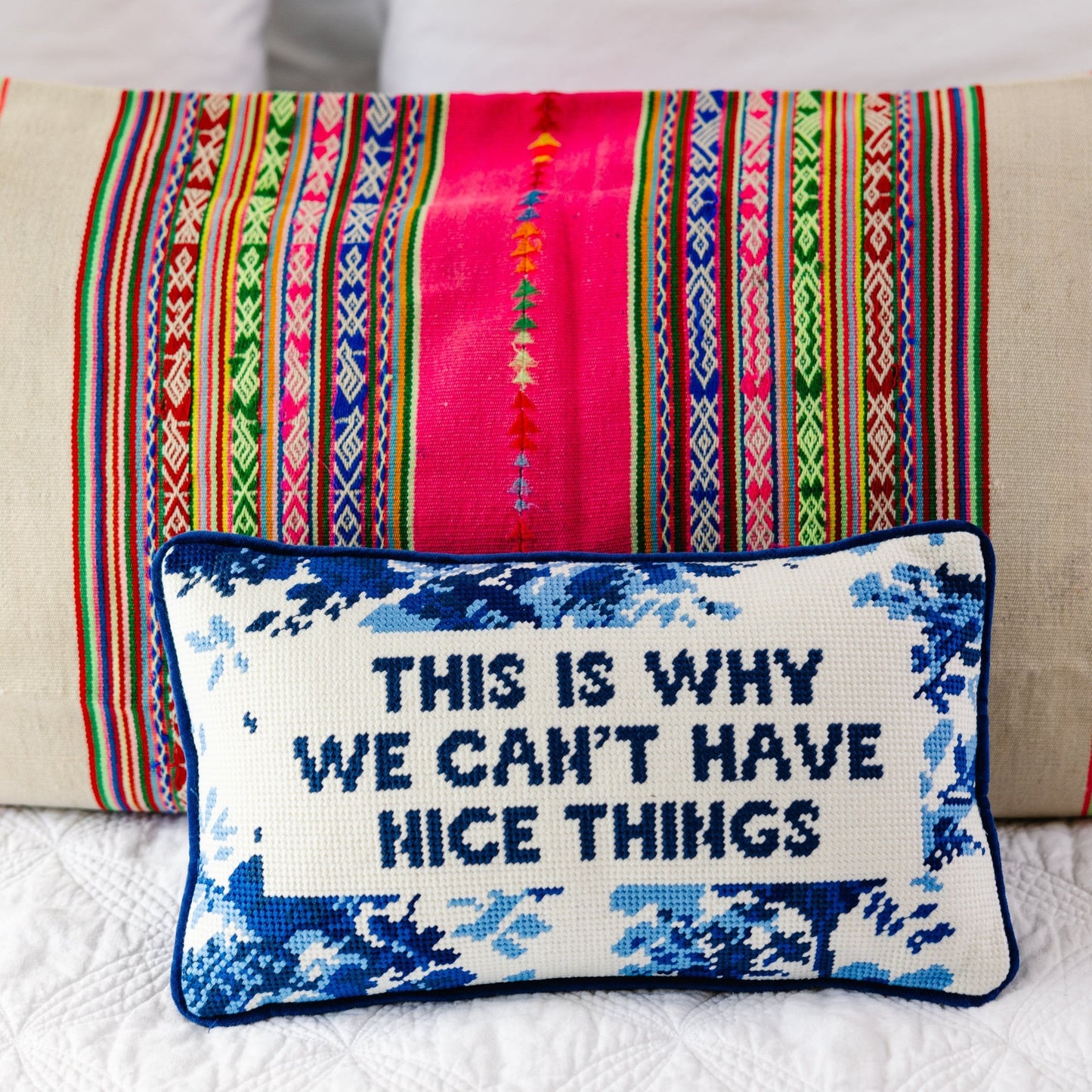 Nice Things Needlepoint Pillow