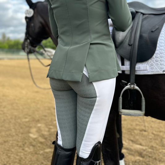 Halter Ego Megan Full Seat Competition Breeches - White with Grey Seat