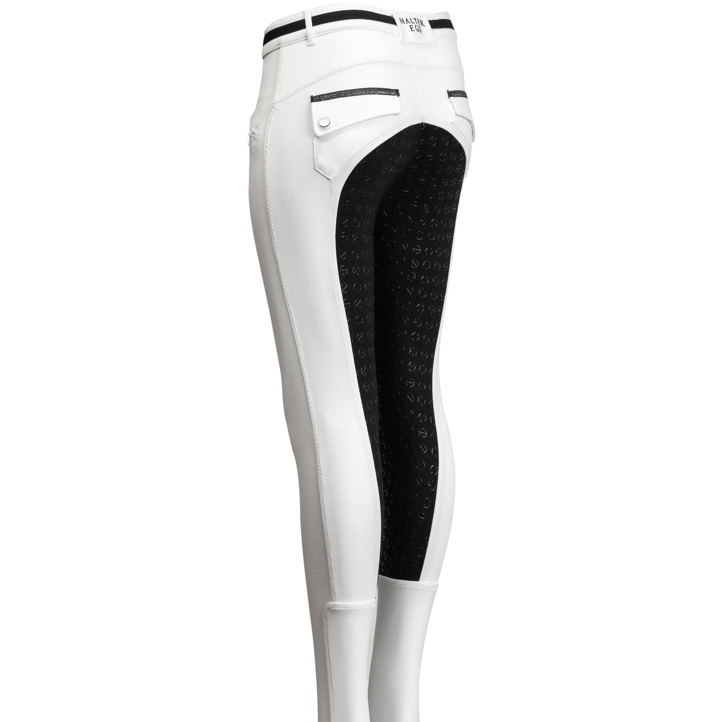 Halter Ego Kimberly Full Seat Breeches - White with Black Seat