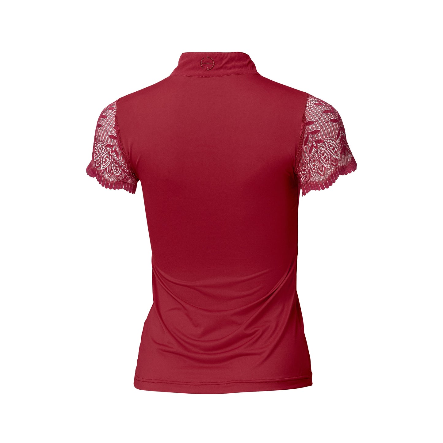 Charlie Short Sleeve Lace Riding Shirt - Cherry Red