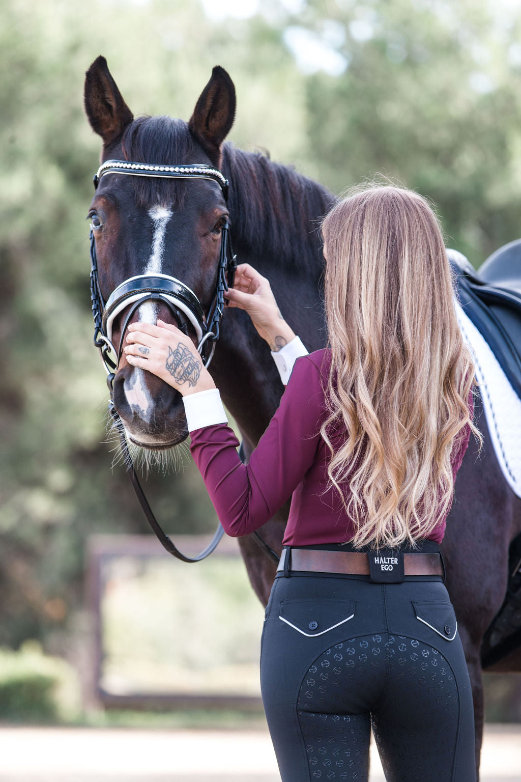 Halter Ego Elyse - Burgundy Long Sleeve Women's Riding Shirt