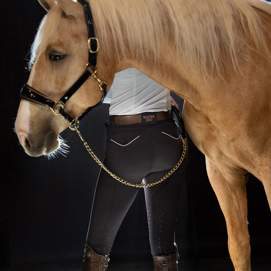 Halter Ego Evolution Knee Patch Breeches - Black with Rose Gold