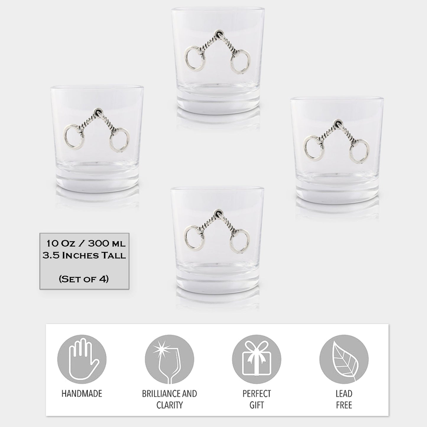 Equestrian Bit Bar Glasses Set of 4