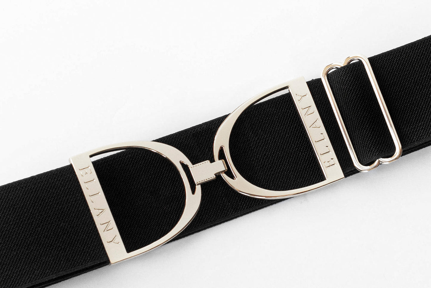 Ellany Black - 2" Silver Stirrup Elastic Belt