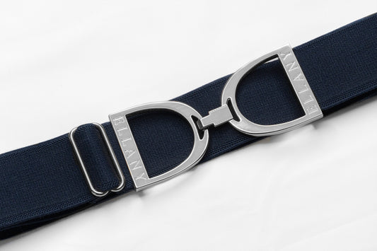 Ellany Navy - 1.5" Silver Stirrup Elastic Belt