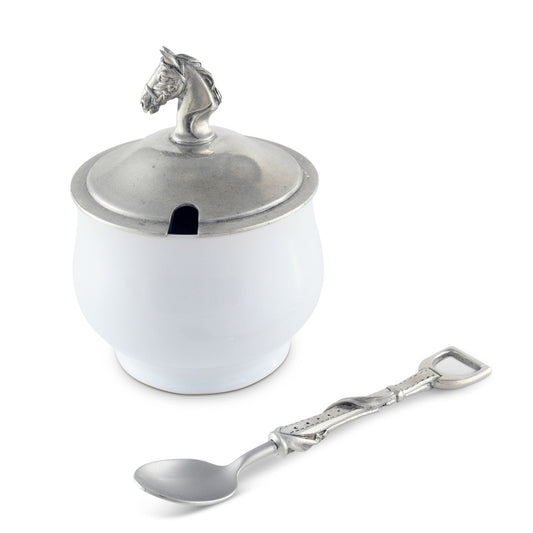 Equestrian Sugar Bowl and Spoon