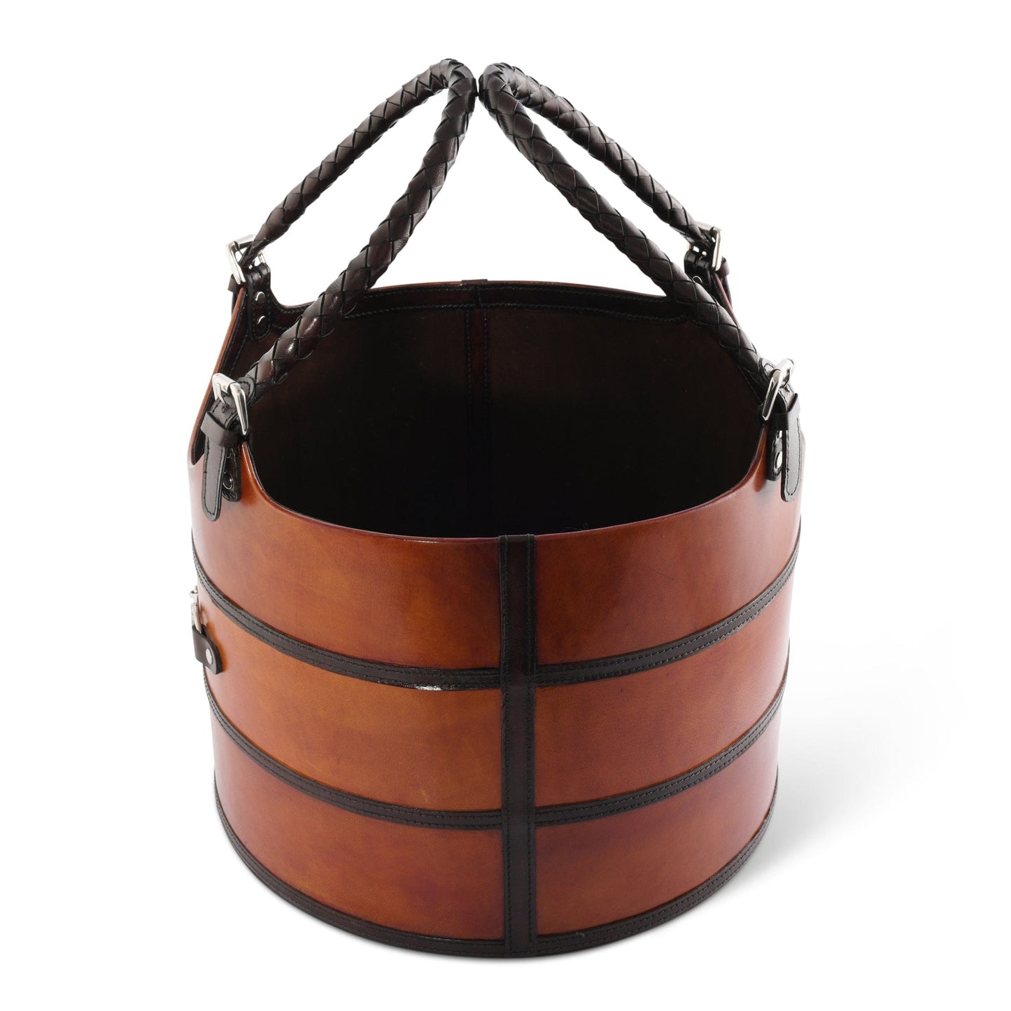 Premium Genuine Leather Equestrian Bit Magazine Basket – Stylish Home and Office Organizer